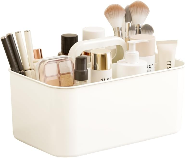 Vidifor Clear Portable Caddy Tote, Shower Caddy with Handle for Art Supplies, Makeup, Crafts, Colored Pencils, Sewing, Office Supplies (White) - Image 1